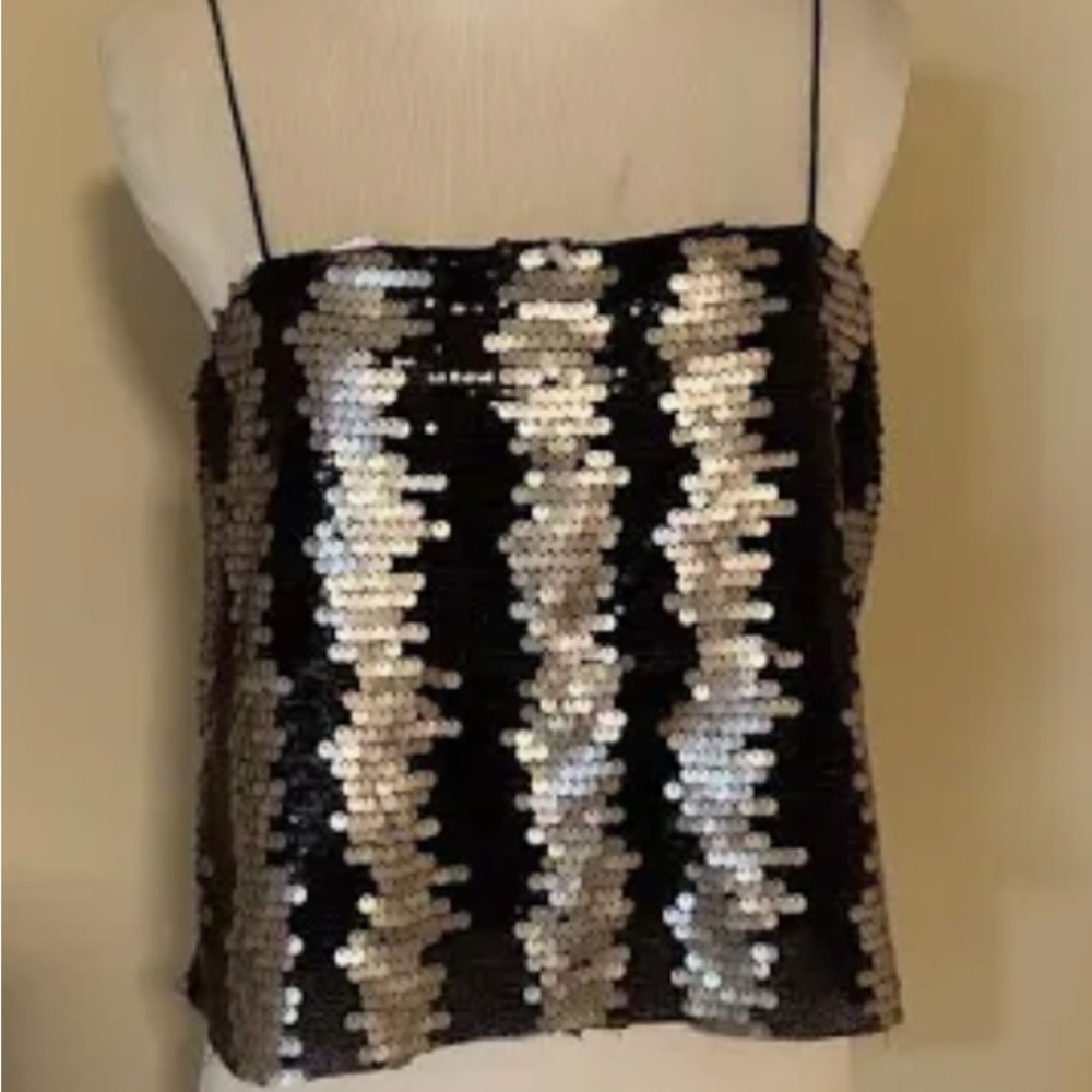 Audrey 3+1 Black and silver sequin top